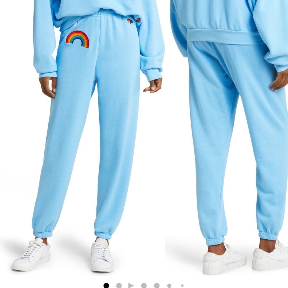 NEW Aviator rainbow sweatpants in light blue